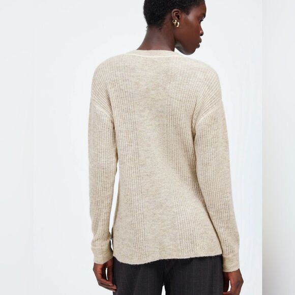 Madewell XL-XXL Crew Ribbed Fine Knit Lightweight Alpaca Blend High Low Sw… - Picture 4 of 6